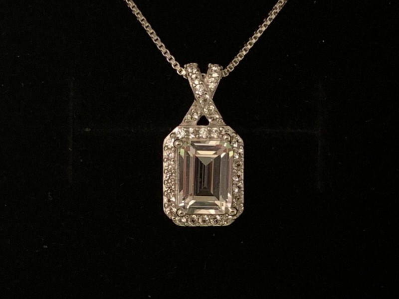 NEW *BRILLIANT* Kay Jewelers Sterling Silver Lab Created White Sapphire Necklace