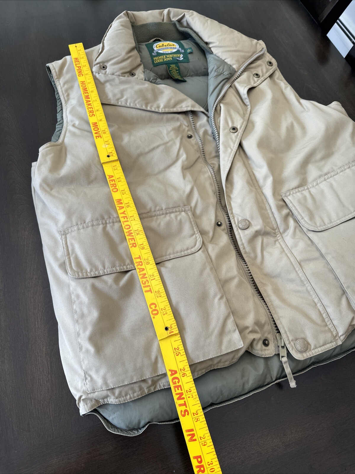 Cabela's Premier Northern Goose Down Filled Puffer Vest, Tan, Size L Tall