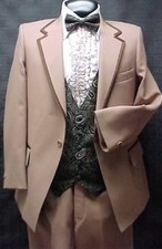 2 tone BROWN 3pc RETRO AFTER 6 TUXEDO VINTAGE MENS WEDDINGS PROM PARTY