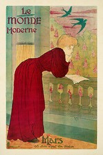 Le monde Moderne Dame Buch Lesen Schwalben Jugendstil Plakat Plakate A3 369