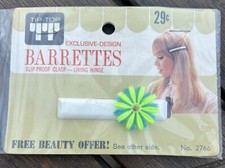 Vintage Young Lady 1960 - 1970's Tip-Top Exclusive Design Barrettes - Blue/White