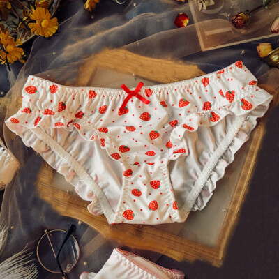 Lolita Ruffles Bow Panties Briefs Mori Girls Underpant Japanese Sweet Underwear