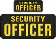 SECURITY OFFICER EMBROIDERY PATCHS 4X10 AND 2X5 HOOK ON BACK GOLD ON BLACK