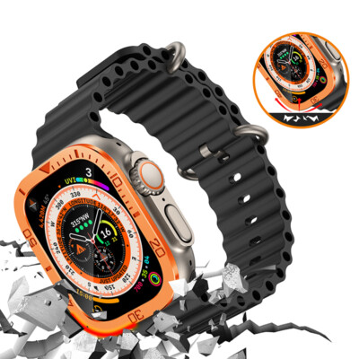 Metal Scale Film For Apple Watch Ultra 2 49mm 9H Tempered Glass Screen Protector