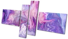Marble Design Pink Purple Cool Abstract MULTI CANVAS WALL ART Picture Print
