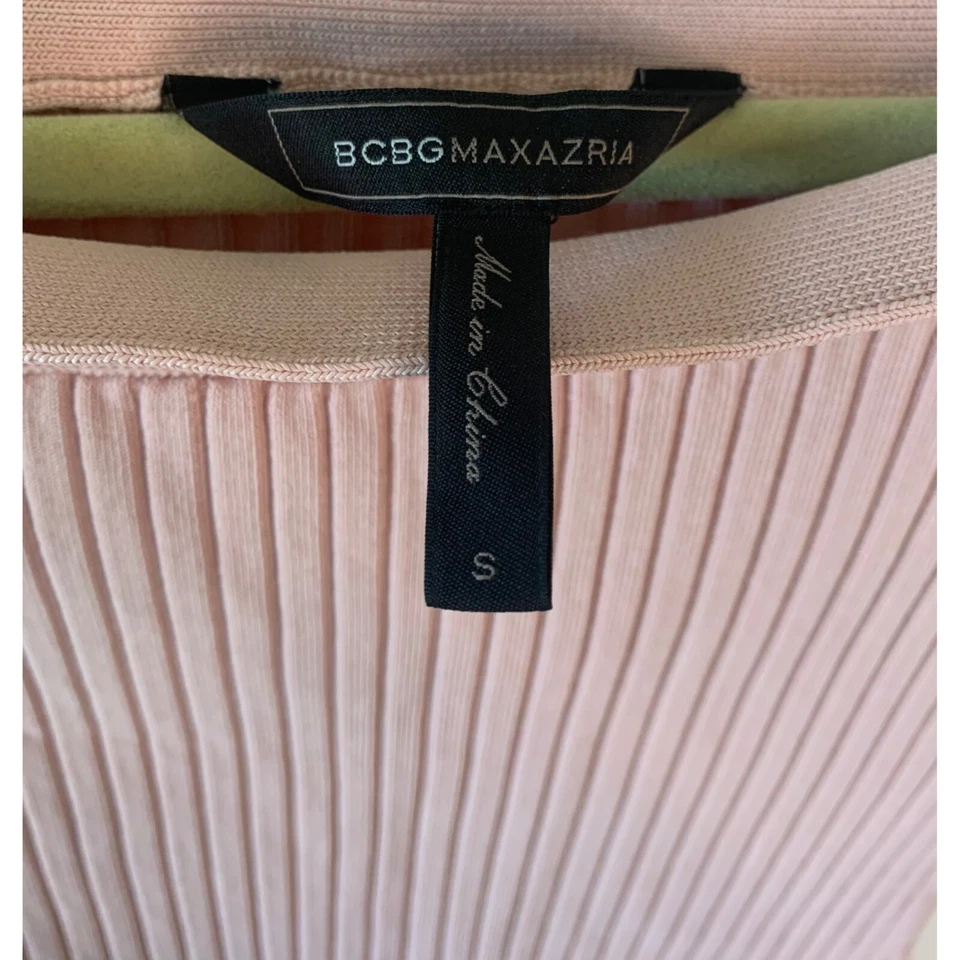 BCBGMAXAZRIA румяна розовый Stevie с плеча ребристый легкий свитер маленький - Изображение 3 из 4