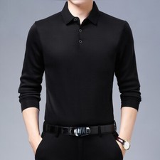 Men's Outdoor Winter Thickened Long Sleeve Solid Polo Shirt Classic