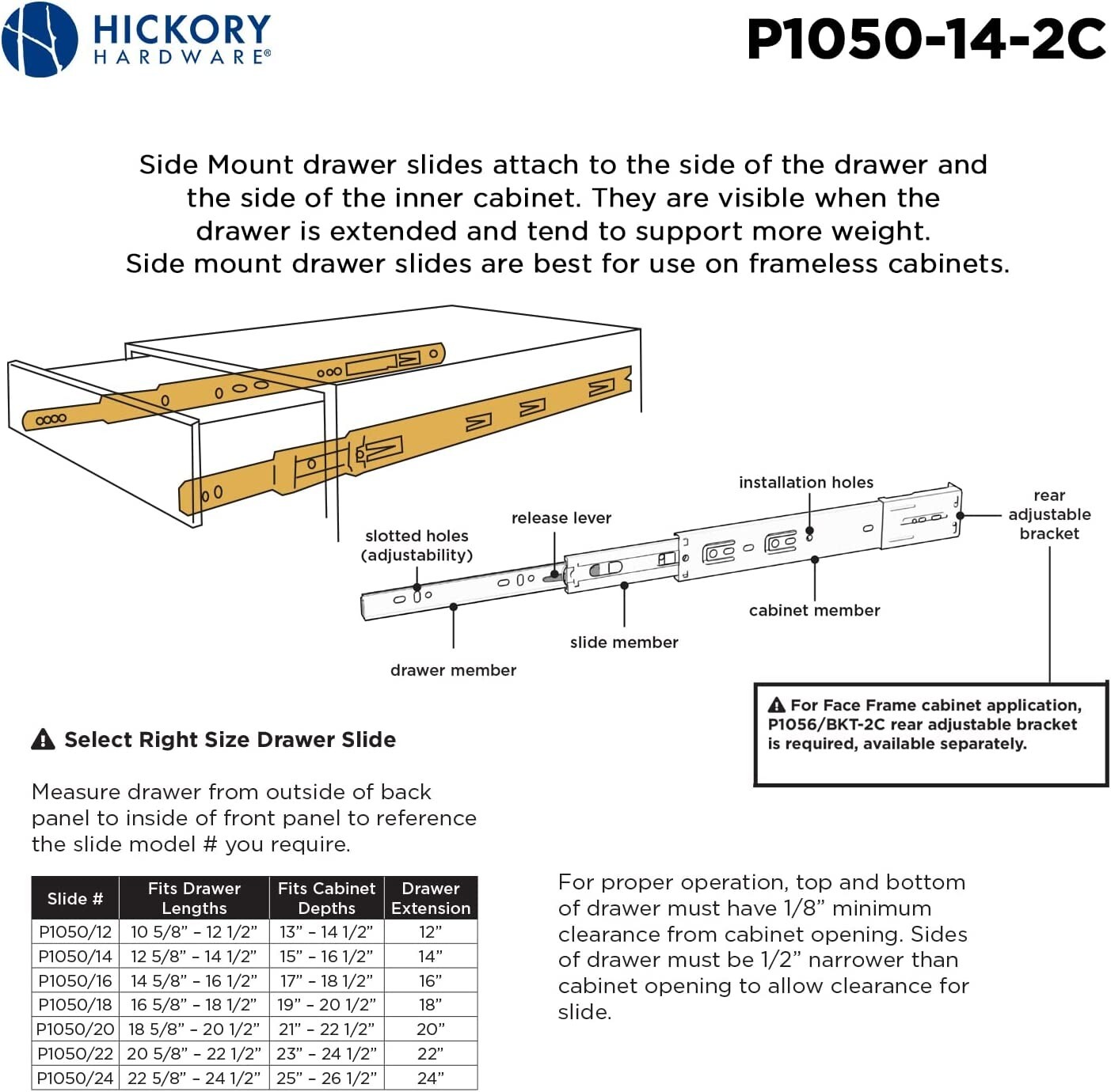 Hickory Hardware P1050/14   -   5PACK undefined Drawer Slides