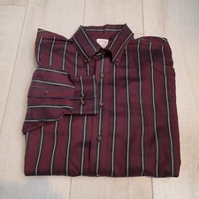Brooks Brothers Shirt Mens Large Non Iron All Cotton Burgundy stripes