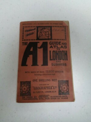 The A1 Guide & Atlas to London & Suburbs  - Geographia Map Co - c1935 Red Cover