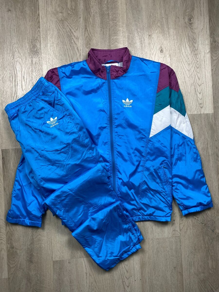 ADIDAS 90s Vintage Mens Nylon Track Suit Jacket + Pants Size ADIDAS 90s Vintage Mens Nylon Track Suit Jacket + Pants Size