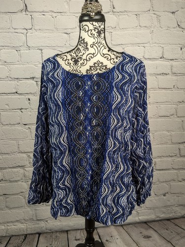 Alfani women's long sleeve stretch knit geometric print beaded front sz 3x BBIN - Picture 1 of 9