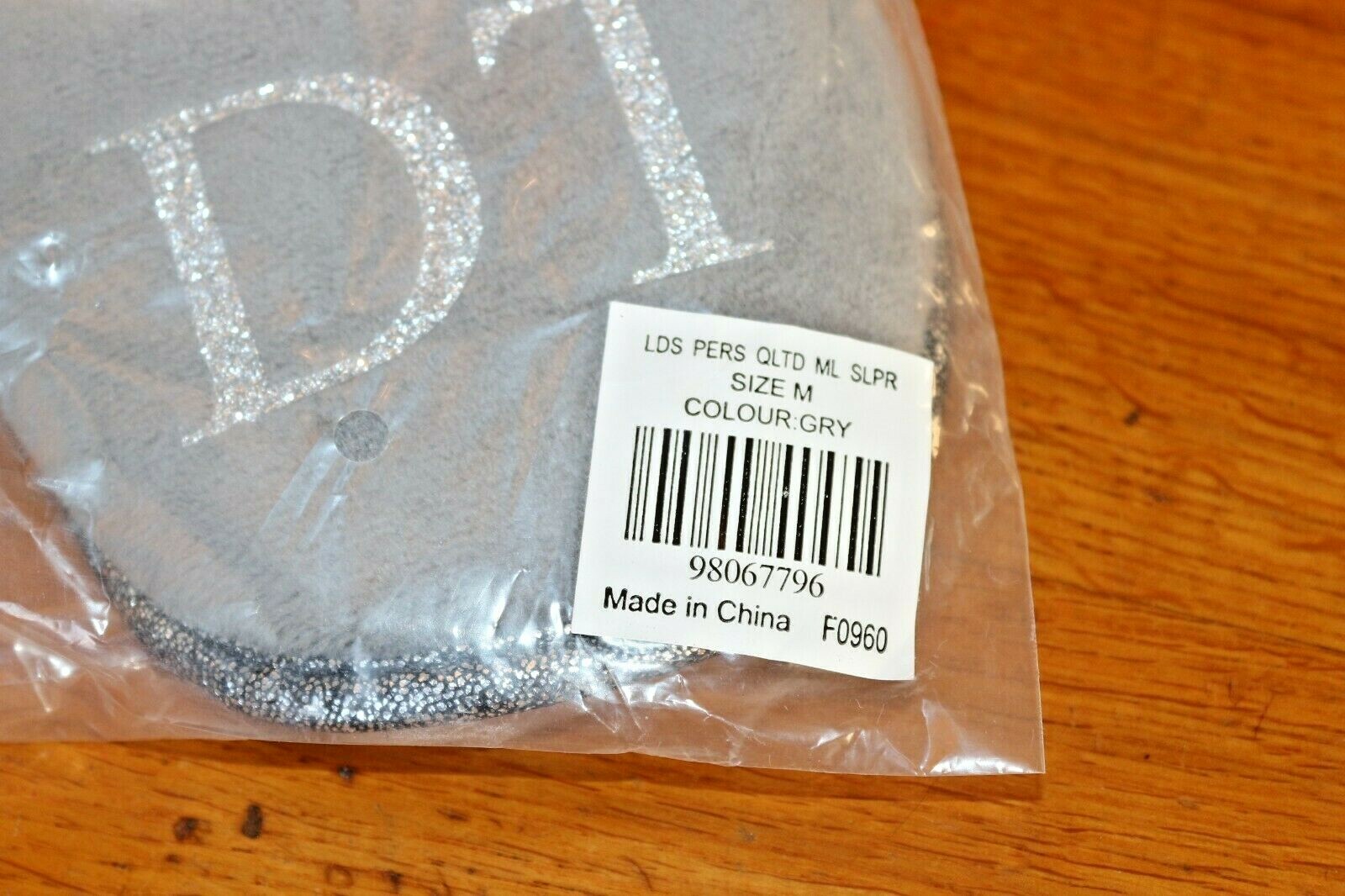 SAOLA Ciabatte donna mulo DT iniziali pelliccia sintetica SUOLA RIGIDA CALDA TAGLIA M grigio glitter D T