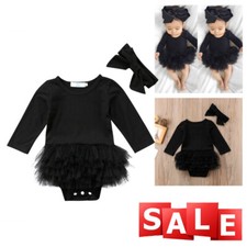 Newborn Baby Girl Romper Dress Princess Birthday Party Bodysuit Headband Outfits