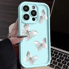 Phone Case For iPhone 15 14 13 12 16 Pro Max ShockProof Silicone Butterfly Cover