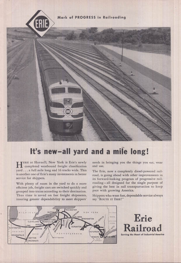 It's new all yard & a mile long! Erie Railroad Hornell NY Freight