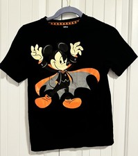 Disney Mickey Mouse Boy's Black Halloween T-Shirt Glow In The Dark Sz 10/12