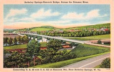 Berkeley Springs WV Railroad Train Tracks under Bridge Hwy 40 Vtg Postcard E19