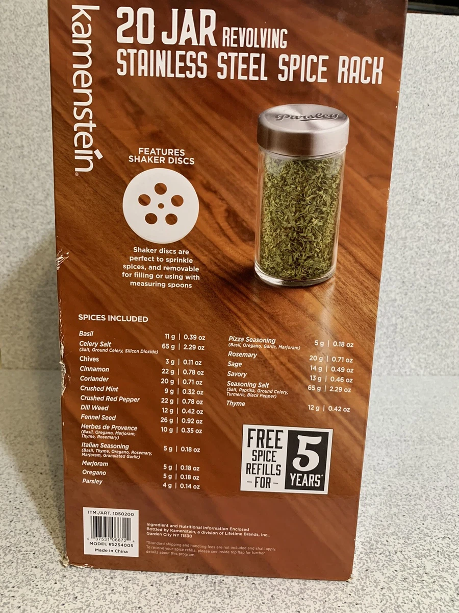 Kamenstein 20 Jar Revolving Stainless Steel Spice Rack Brand New - FREE  SHIPPING