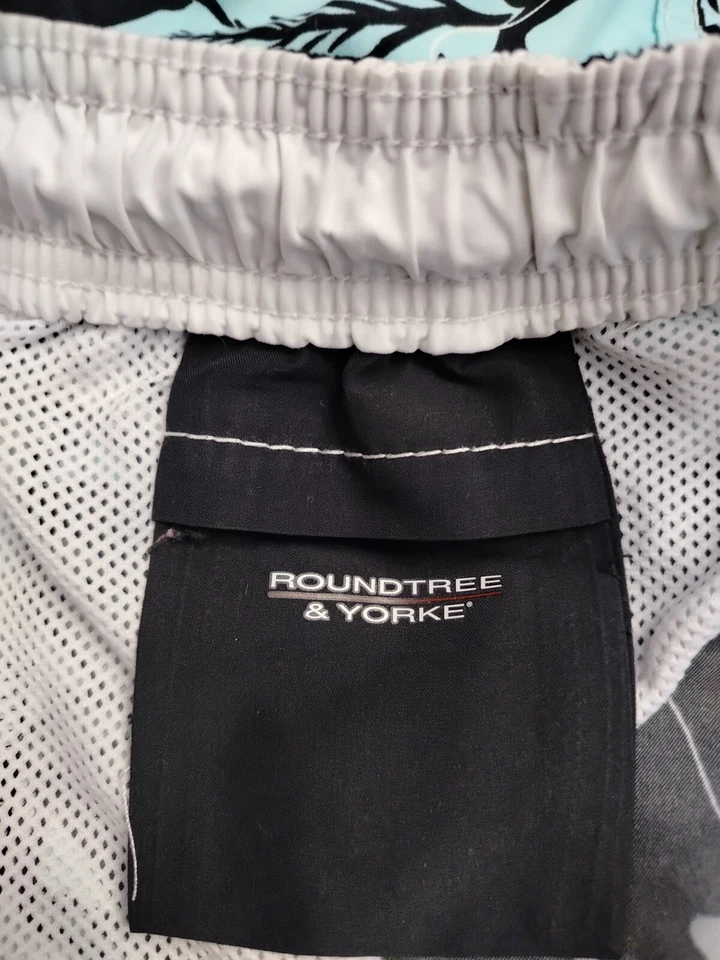 Roundtree & Yorke Swim Trunks Mens 1X Blue Board Shorts Floral Hawaiian Tropical - Image 3 of 4