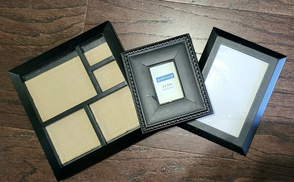 Juego de 3 marcos de fotos independientes de resina negra - tamaños surtidos Foto 2 de 4