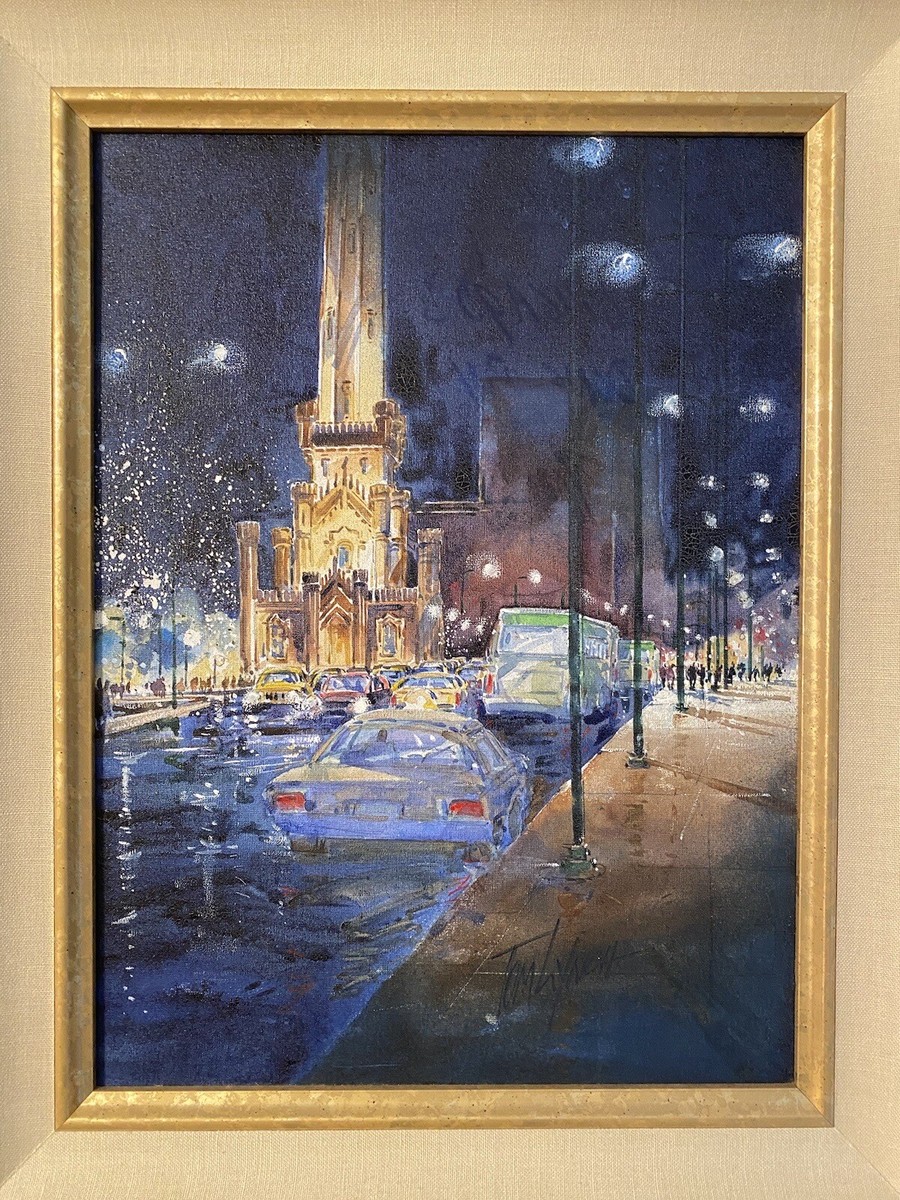VTG Tom Lynch Chicago's Icon Water Tower Framed 27x23 Matted