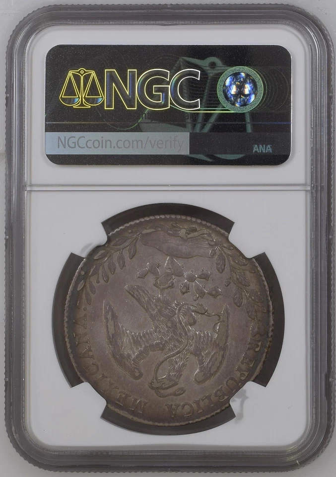 1897 CN AM Culiacan, Mexico 8 Reales Silver NGC AU53 Felipe R Hidalgo Collection - Image 2 of 4
