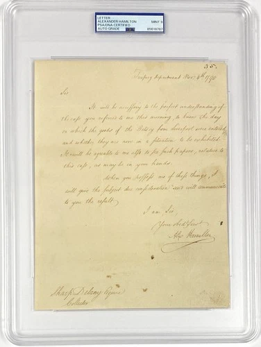 Alexander Hamilton Signed 1790 Treasury Department Letter - PSA Mint 9