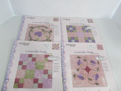 Quilt Block of the Month Lavender Mist Block's 6,9,10,12 Kits plus bonus pattern