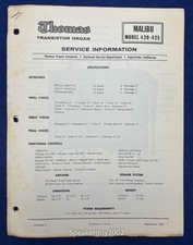 Original Thomas Organ Service Manual / Malibu 420 425 -- 3