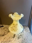 Vintage Fenton Yellow Custard Daisy Sugared design Signed