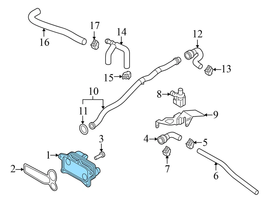 Audi A5 Quattro 2016 3,0 L - enfriador de aceite del motor 06E117021M Foto 3 de 4