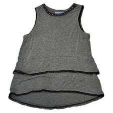 Simply Vera Ruffle Bottom Trim Mesh Tunic Sleeveless Top