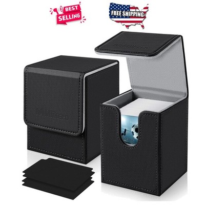 Trading Card Deck Box Set Holds 200+ Sleeved Cards Waterproof Leather Black