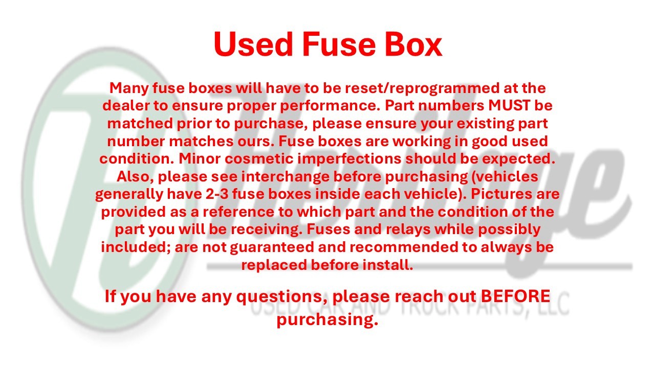 Used Fuse Box Cabin fits: 1990 Bentley TURBO R Grade A
