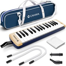 CAHAYA Melodica Instrument 32 Keys: Double Tubes 32 Keys, 32 Keys-Soft Beige