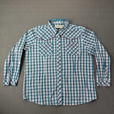 Bit & Bridle Womens 1X Plaid Western Shirt Pink Piping Embroidery & Pearl Snaps