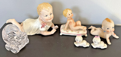 Lot Vintage Baby Toddler Porcelain Figurines STORE SAMPLE Kewpie + Wings Sadek