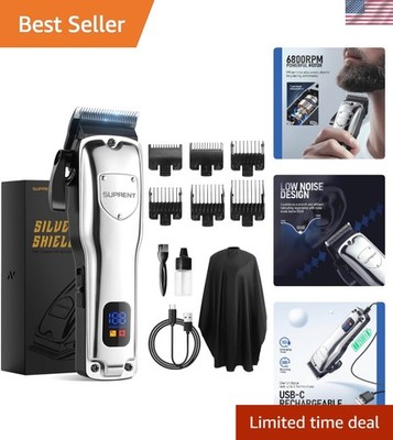 ペットバリカン SUPRENT PRO Professional Hair Clippers for Men- Hair Cutting Kit Zero Gap T-Blade Trimmer Combo- Cordless Barber Clipper Set with LED Display for Mens Gifts Silver 並行輸入品 MJ-MARKET