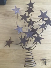 Rustic Metal Star Tree Topper – 18” Primitive Christmas Stars Farmhouse Decor