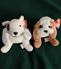 Ty Beanie Baby LOT 2 Retired Puppy Dogs BUTCH 1999  WRINKLES 1996, Rare 
