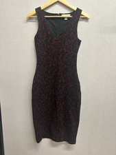 Michael Kors Dress Size 0 XS Womens Red Black Textured Pattern V-Neck Bodycon