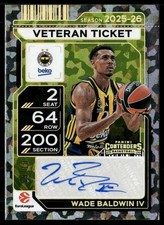 WADE BALDWIN IV /10 2025-26 Panini Contenders EuroLeague Veteran Ticket Auto