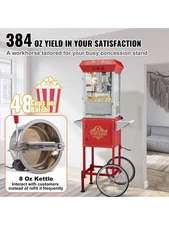 Tuspuzz Commercial Popcorn Machine, 8 Oz Kettle, 850 W Popcorn Maker on Wheels f