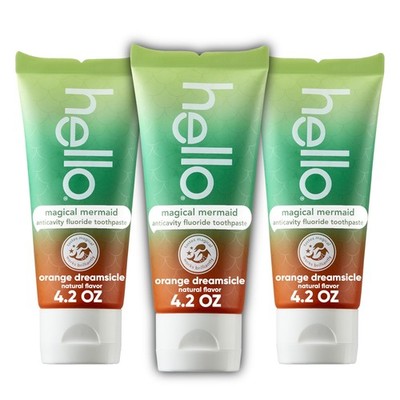 Hello Magical Mermaid Kids Toothpaste with 4.2 Ounce (Pack of 3), White