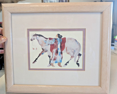 Carol Grigg Print HOLDING DOWN WINDRUNNER Wooden Frame Matted Wall Art Horse