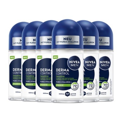 NIVEA Deodorant Men Derma Control Sensitiv Roll-On 6 x 50ml