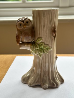 OTAGIRI 1981 Knospe Vase Dekor Japan handbemalt Keramik Eule Baum 5,5''