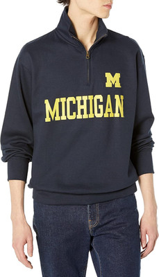 Men'S Michigan Wolverines Quarter Zip Sweatshirt Team Color, Team Color, Medium