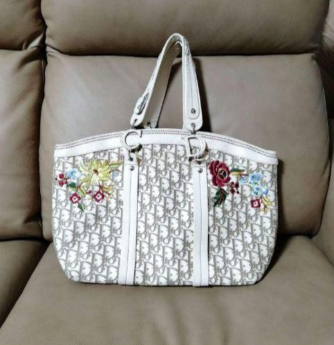 Christian Dior Trotter Embroidered Floral Leather Bag 40cm x 28cm